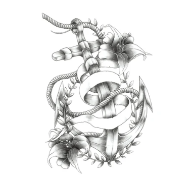 monochrome anchor tattoo design