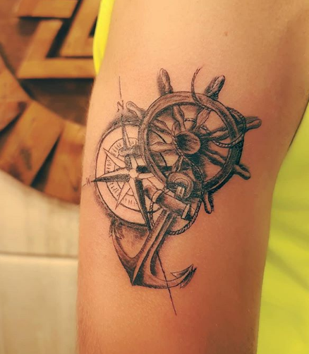 compass anchor tattoo design