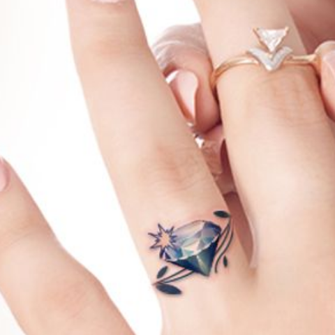 diamond ring finger tattoo for girls women