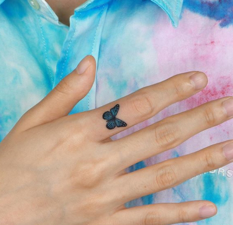 butterfly finger tattoo for girls women