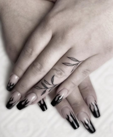 willow leave plant finger tattoo for grils women