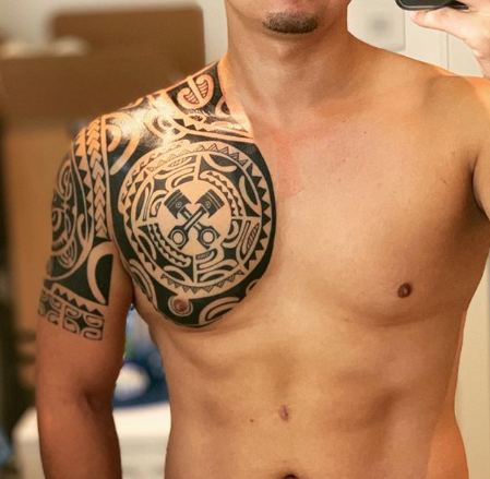 tribal tattoo on the chest for men and women