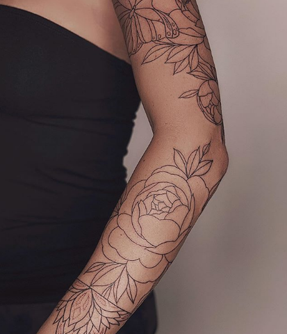 floral flower sleeve tattoo for women girls