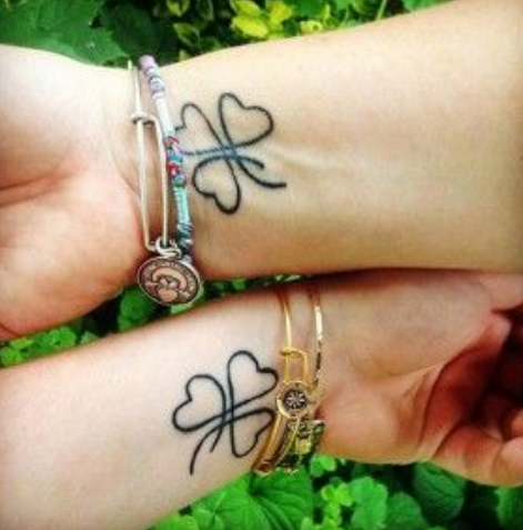 matching clover tattoo for mother and daughter