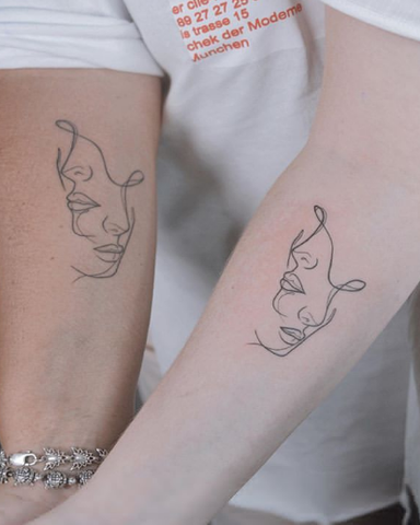 face forearm tattoo for mother and daughterr