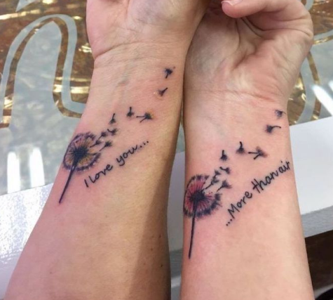 dandelion tattoo for mother and daughter