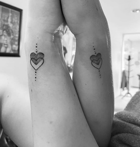 matching best friend heart tattoo for girls