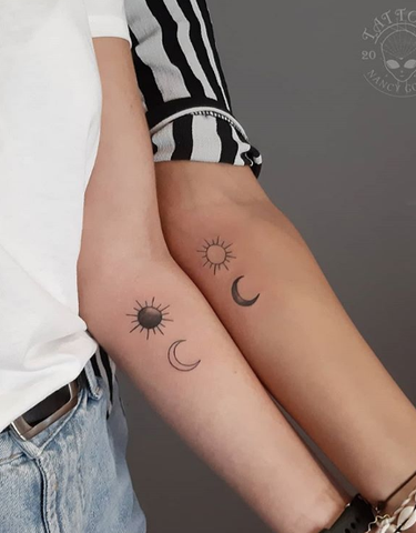 matching sun and moon tattoo for friends