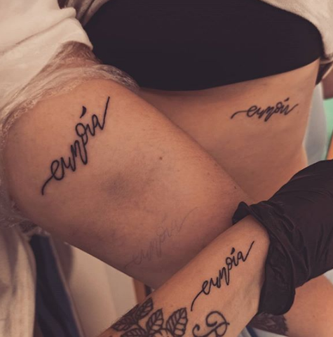 matching word tattoo for best friends