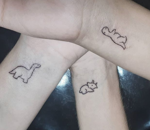 matching best friend dinosaur tattoo for girls