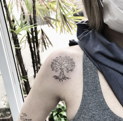 tree of life tattoo on shoulder for men and women