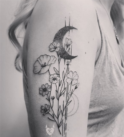 flower plant tattoo for girls or women