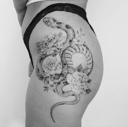 flower snake tattoo for women girls