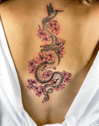 flower dragon bird tattoo for girls women