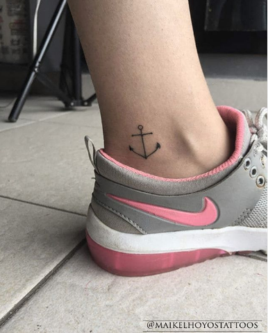 tiny anchor tattoo on ankle