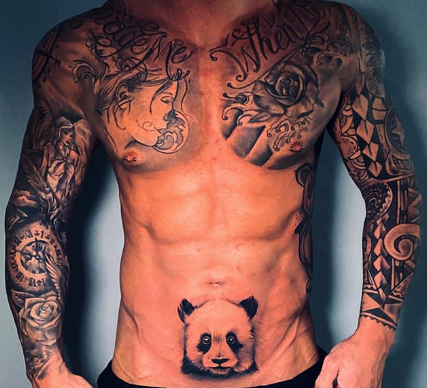 sleeve tattoo panda belly tattoo