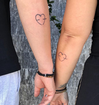 matching couple heart tattoo