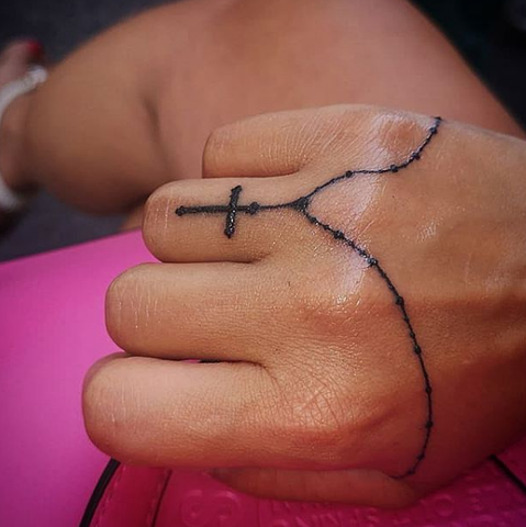 Latin Cross Tattoo on hand