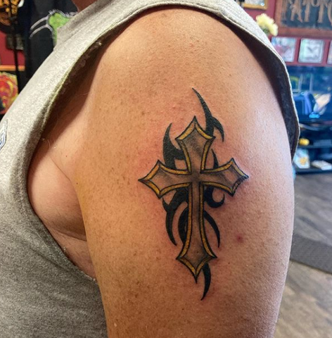 Tribal Cross Arm Tattoo