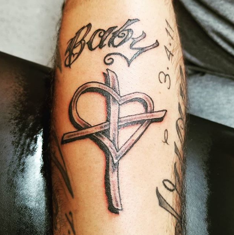 Heart and Cross Forearm Tattoo