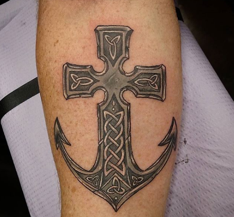 Cross Anchor Forearm Tattoo