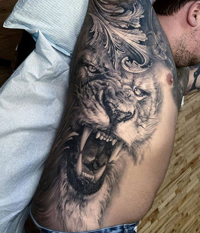 lion side tattoo