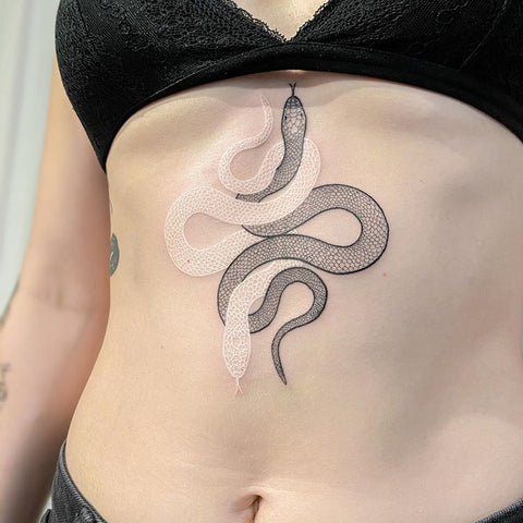 snake white ink tattoo