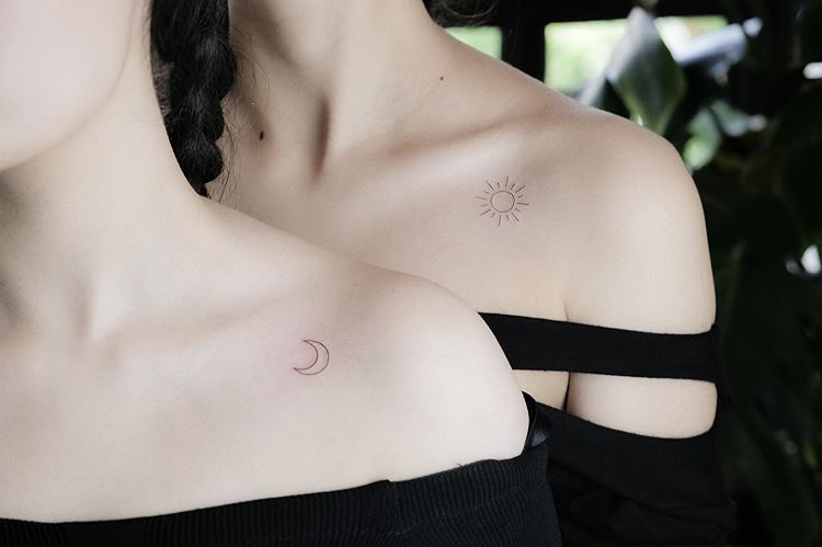 sun and moon couple tattoo