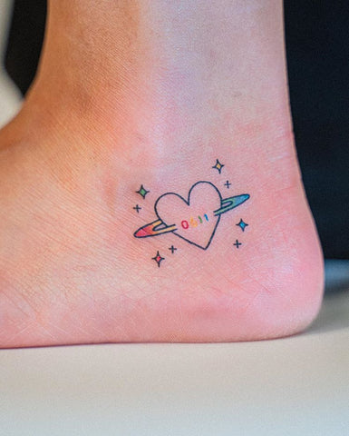heart ankle tattoo design
