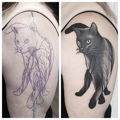 halloween black cat tattoo