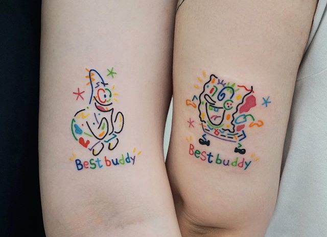 Spongebob and patrick star couple tattoo