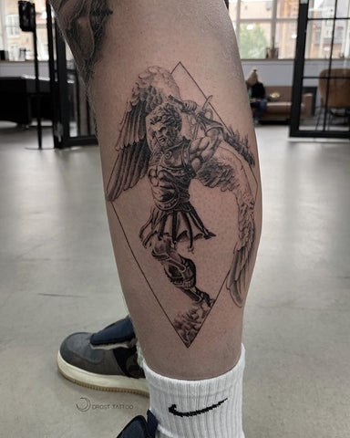 angel calf leg tattoo