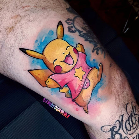 Pikachu watercolor tattoo