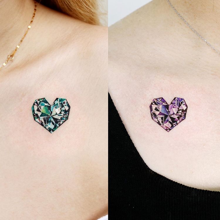 diamond heart couple tattoo