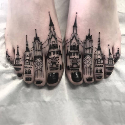 castle foot tattoo