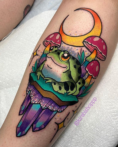 colorful frog tattoo
