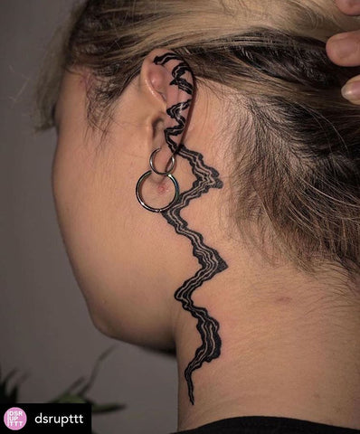 tribal line neck tattoo