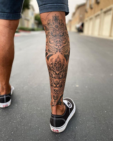 calf leg tattoo