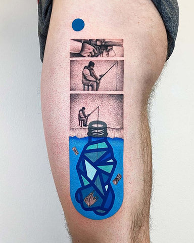 creative thigh tattoo