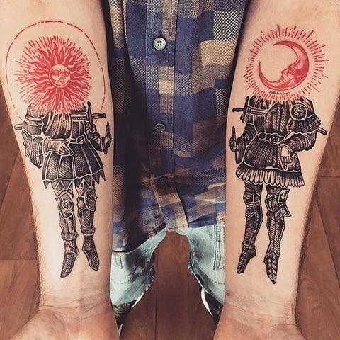 sun and moon forearm tattoo