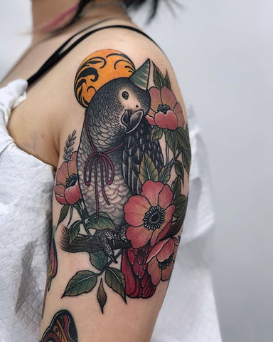 bird parrot shoulder tattoo
