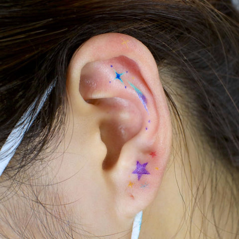 star line ear tattoo
