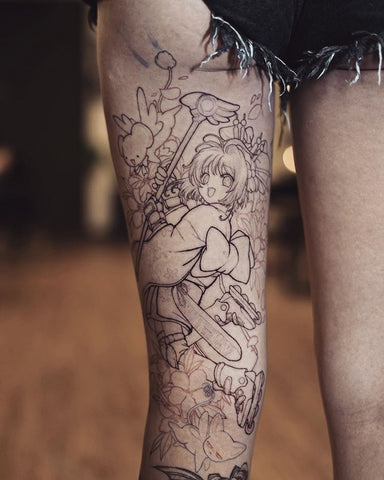 anime KINOMOTO SAKURA back thigh tattoo