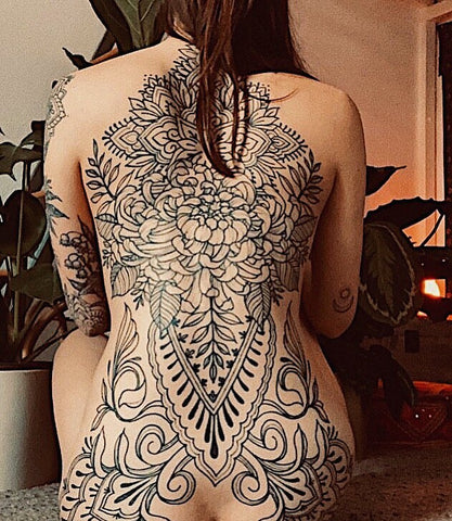flower floral full back tattoo