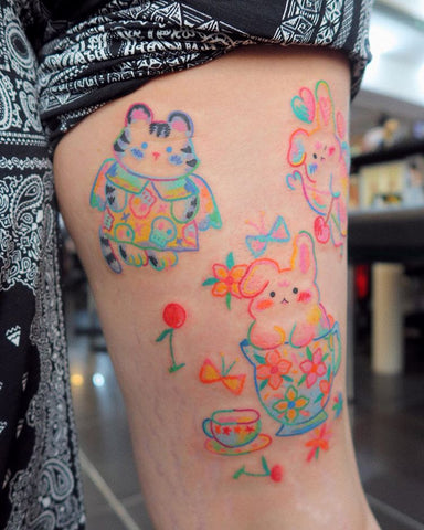 cartoon rabbit leg tattoo