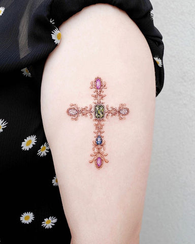 diamond jewelry corss tattoo