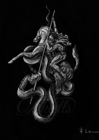 snake horse fighter tattoo design