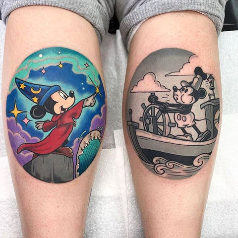 Mickey Mouse leg tattoo