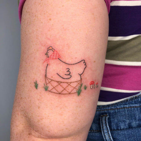 simple hen tattoo