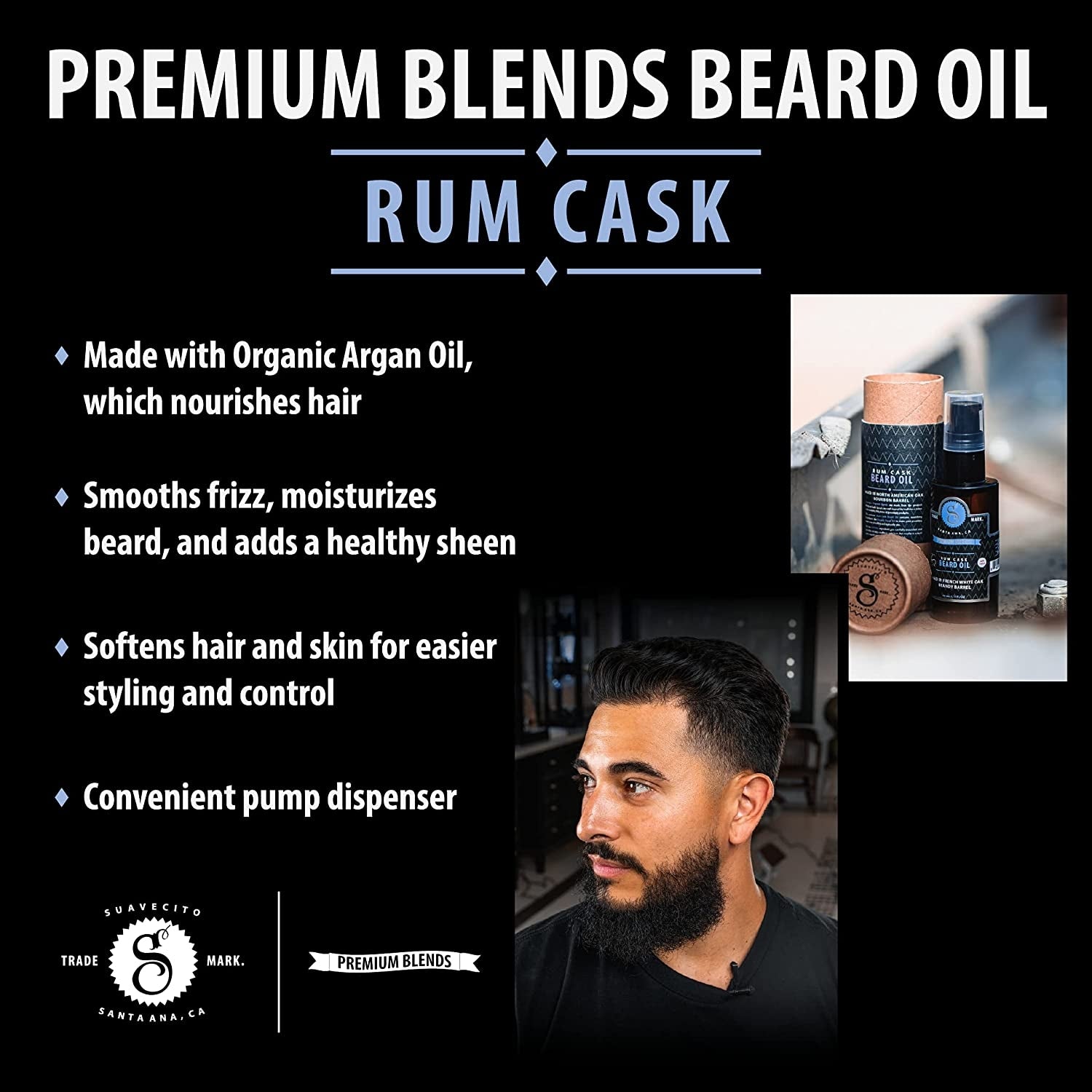 Suavecito Premium Blends Beard Oil (30ml/1oz)